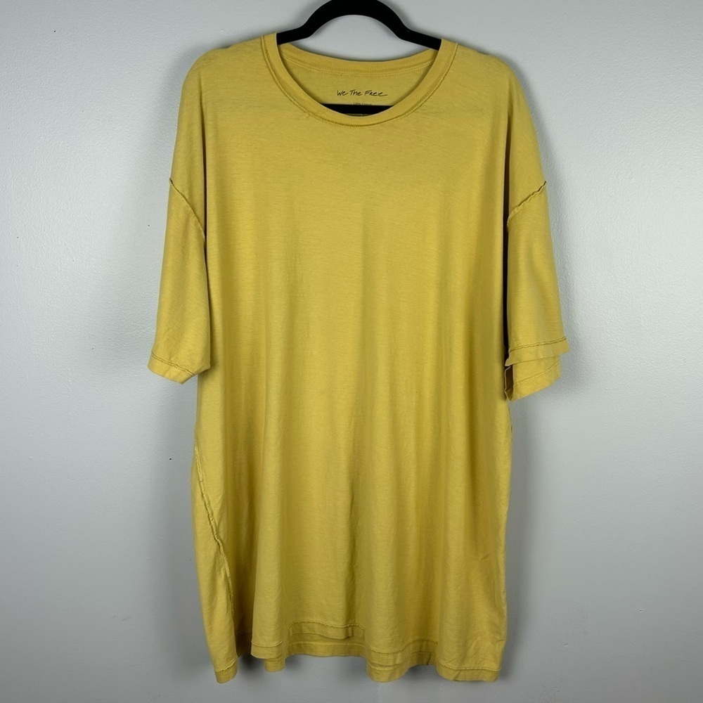 We The Free Yellow 100% Cotton Short Sleeve Expose Seaming Tee Size M/L - Picture 2 of 8